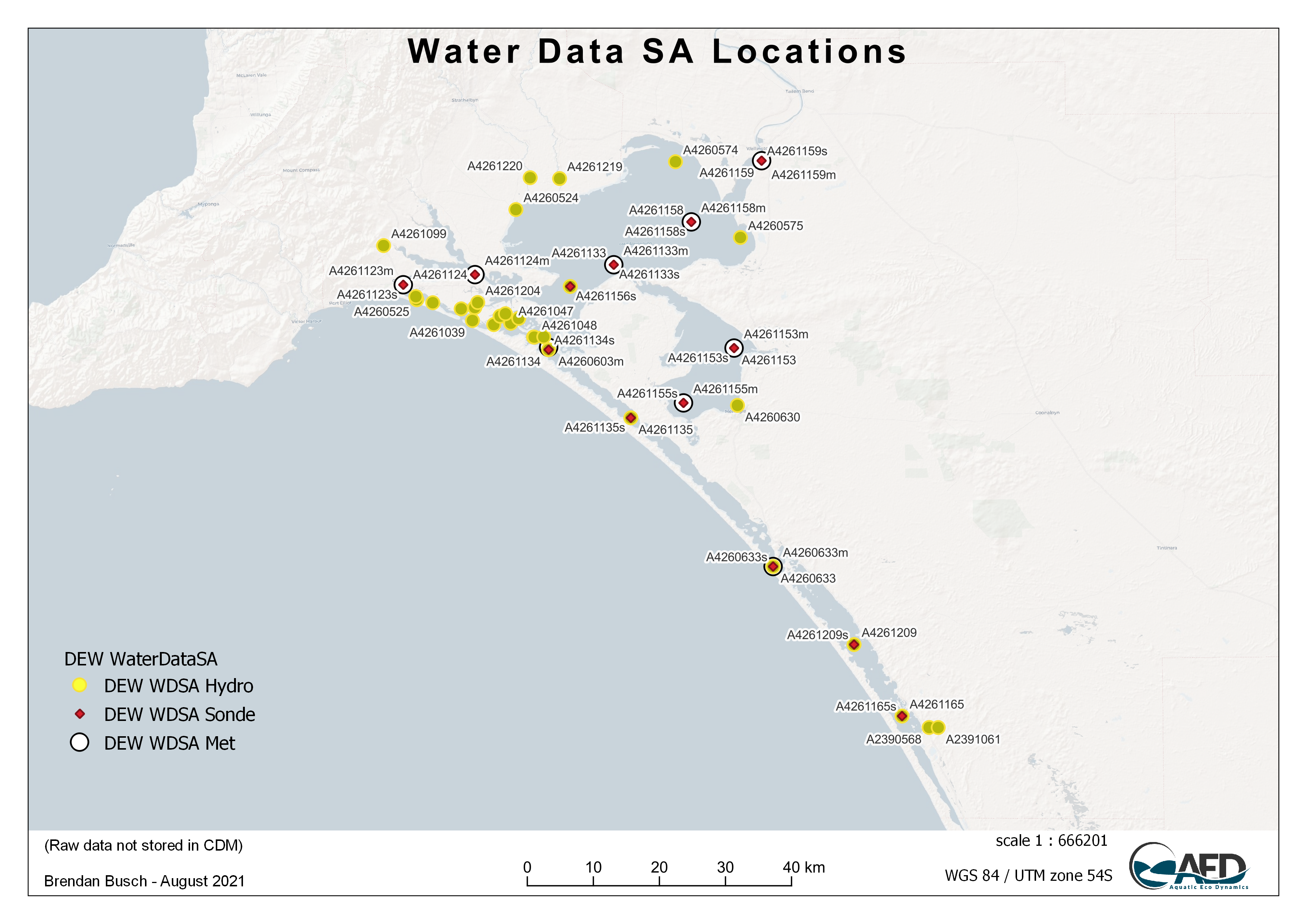 Example GIS Map showing the sampling locations for the Water Data SA online data 