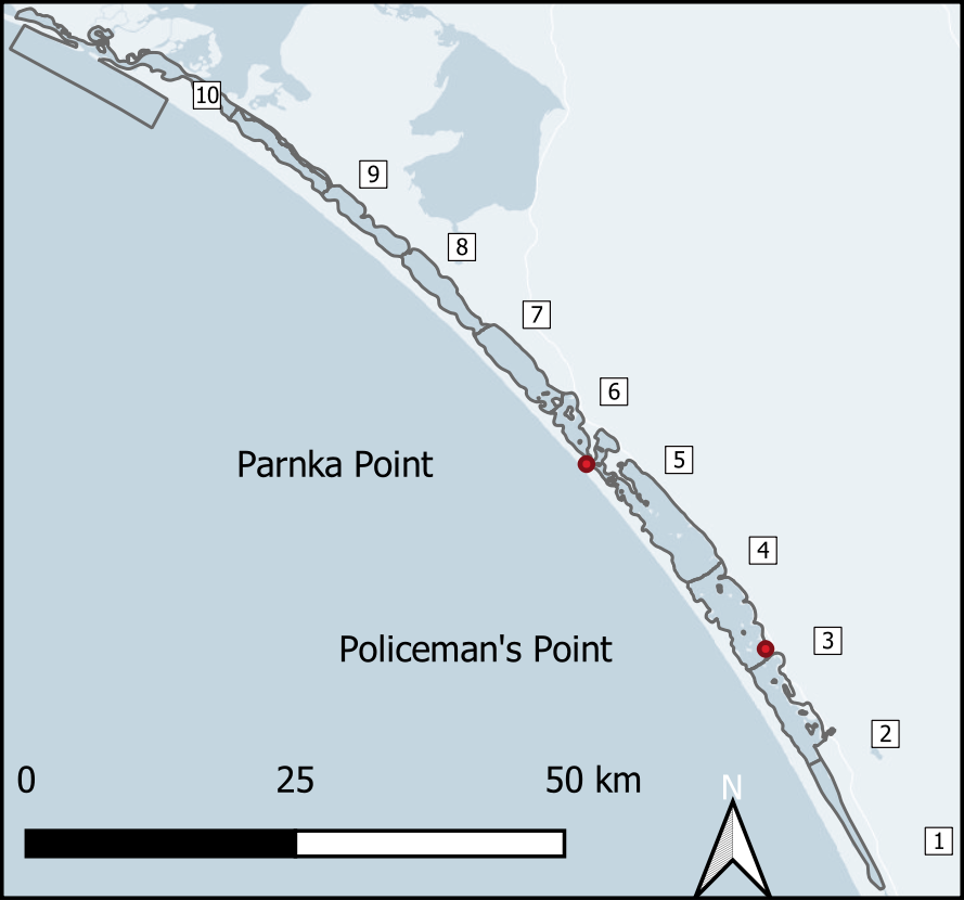  Locations where $O_2$ fluxes were measured.  