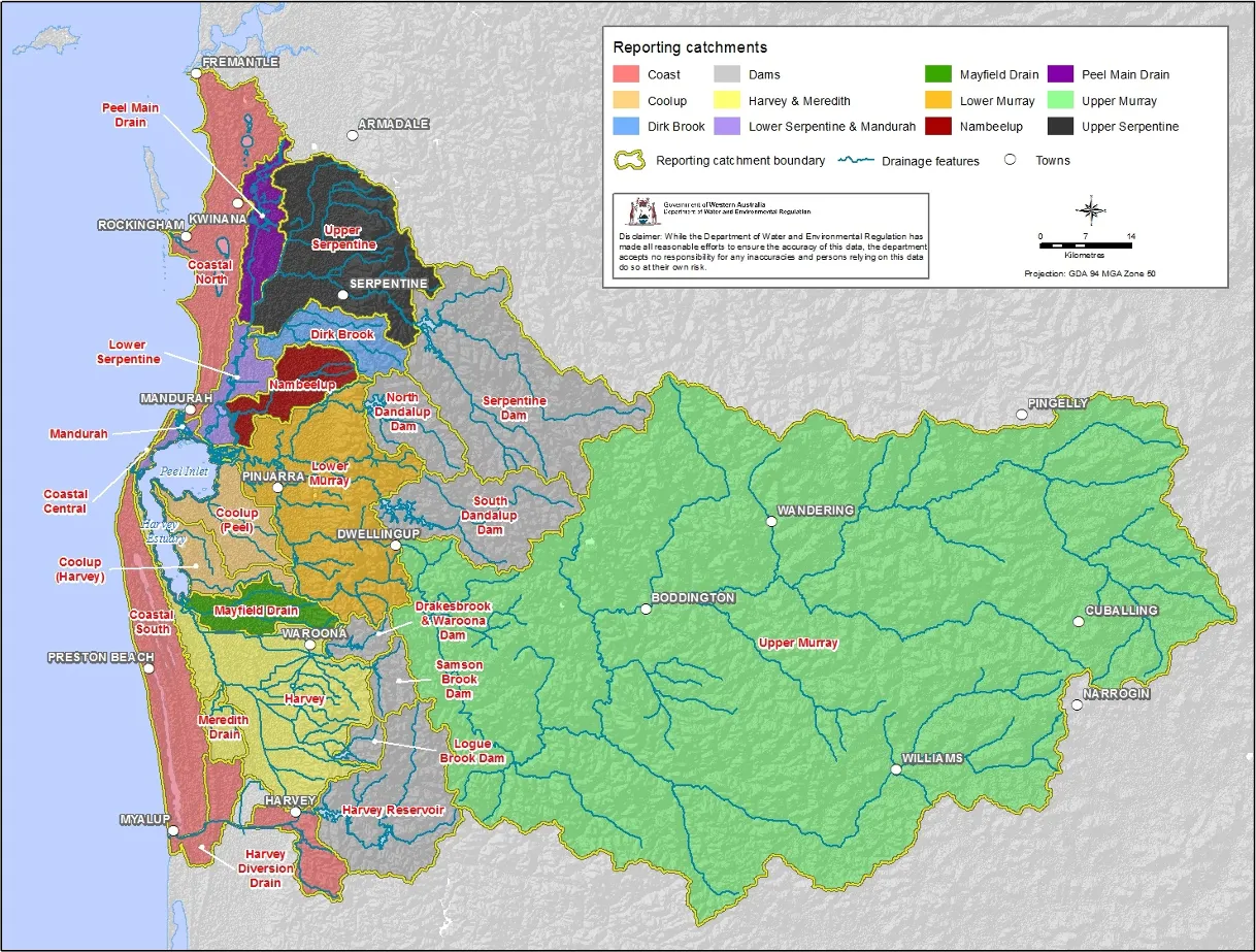 Reporting catchments for the Peel-Harvey.